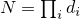 %preamble{\usepackage{amsmath}} $N = \prod_i d_i$